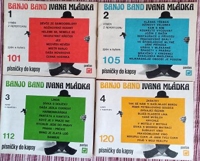 4 zborníky - Banjo Band Ivana Mládka 1, 2, 3, 4 (1980) - zachovalý
