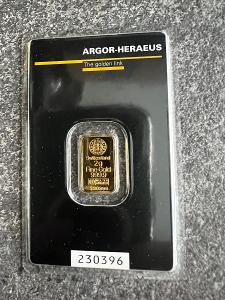 Zlatá tehla (zliatok)2 gramy - Argor Heraeus SA Classic