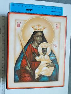 Svätý obraz NA DREVE IKONA cierna madona Panna Mária jazisok jezulatko