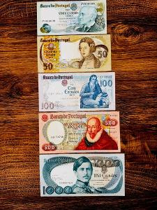 PORTUGALSKO, 5 ks bankoviek, 1978-1981, TOP KVALITA !!!