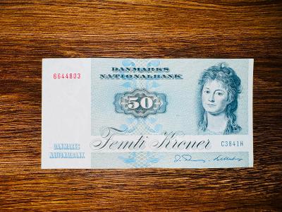 DANSKO, 50 Kroner 1972, krasna bankovka !!!