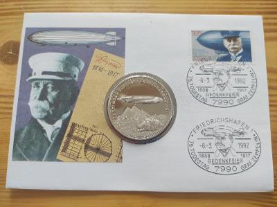 Mincový list s medailou Zeppelin Nemecko