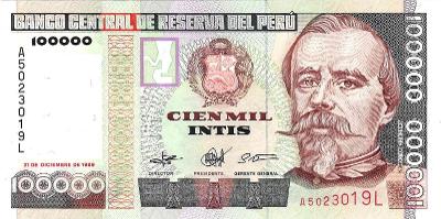 Peru, 100 000 Intis, 21.12.1989, Pick 145, UNC