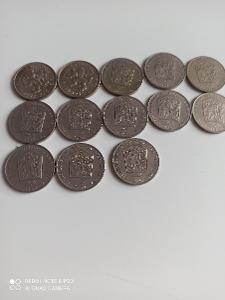 Kolekcia mince 2 Kč ČSSR rôzne ročníka
