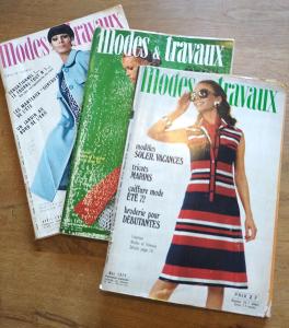 MODES & TRAVAUX France 3 ks vintage časopis móda, tvorba, reklama