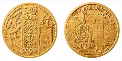 Zlatá minca ČNB 5 000 Kč - Mesto Olomouc (BK) 