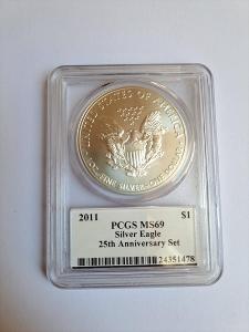 Strieborná investičná minca American Eagle PCGS 69