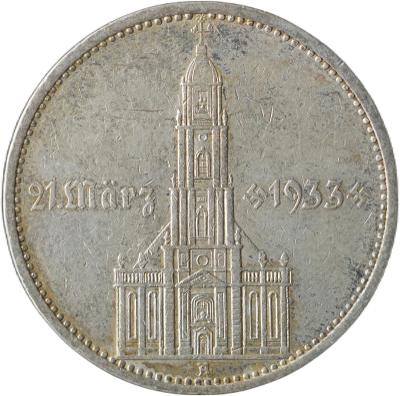 Nemecko - 5 marka 1934 A kostol s dátumom !!!