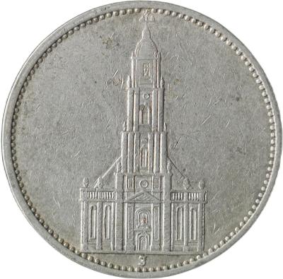 Nemecko - 5 marka 1934 J kostol !!!