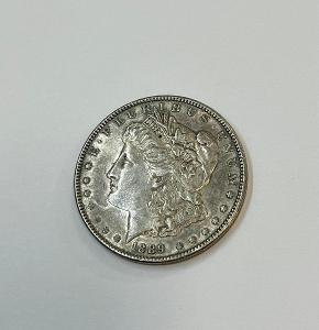 stará strieborná minca "one dollar 1889"