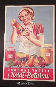 Velký starý reklamní plakát Koldi Petosa