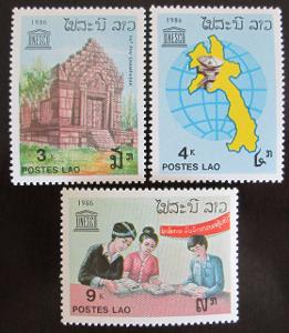 Laos 1986 Výročí UNESCO Mi# 962-64 5€ 0068