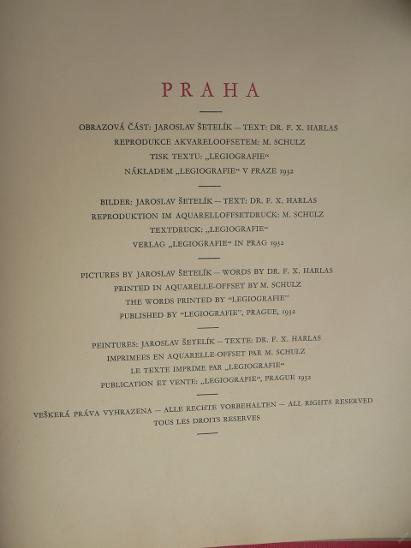 Jaroslav ŠETELÍK Album Akvarelů Praha 1932  38 CM - Starožitnosti a umění