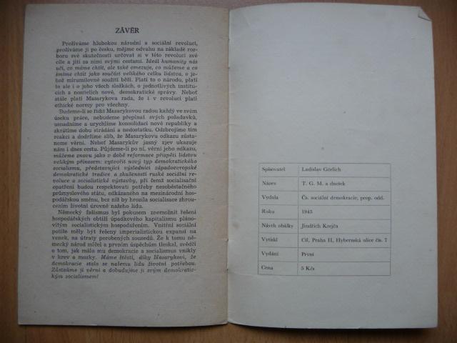 Publikace T.G.M. a dnešek - Ladislav Görlich 1945 - Starožitnosti a umění