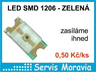 LED SMD 1206 ZELENÁ -  2 kusy za 1,-Kč