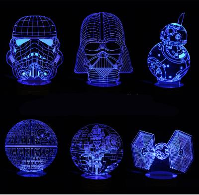Star Wars - LED lampa 3D, různé barvy a druhy