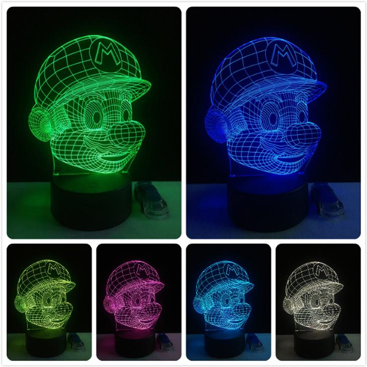 Super Mario Bros - LED lampa 3D, různé barvy