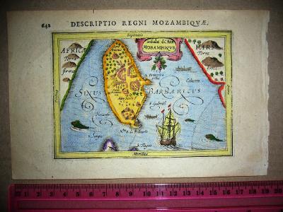 Velmi stará mapa datovaná 1616 Mosambiquae Peter Bertius - originál