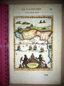 Velmi stará mapa datovaná 1683 Západní Afrika Allain Mallet