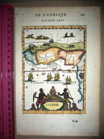Velmi stará mapa datovaná 1683 Západní Afrika Allain Mallet - Staré mapy a veduty