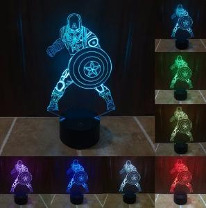 Avengers / Captain America - LED lampa 3D, různé barvy