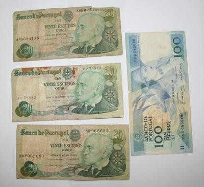Konvolut bankovek Portugalsko 4 kusy z oběhu  /D12
