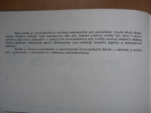 Učebnice matematiky pro posluchače VŠE I. - 1980 - Učebnice