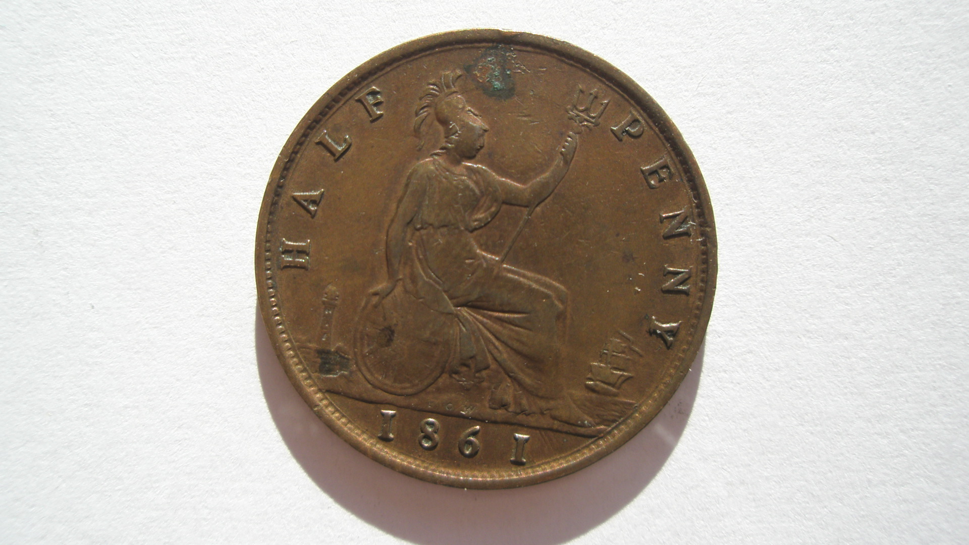 Anglicko 1/2 peny 1861 LCW - Numizmatika