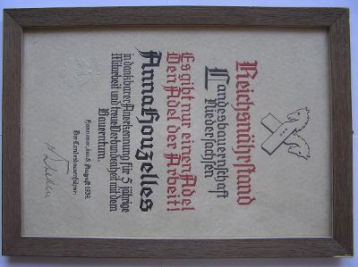 Dekret-diplom Reichsnahrstandt Niedersachsen