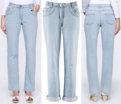 Nové sv. modré strečové jeansy s pružnou pasovkou bpc selection 36-40