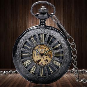 Kapesni hodinky - cibule - mechanicke - Automaticke - cerne