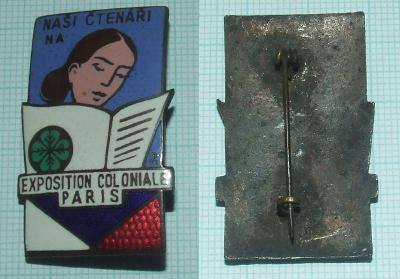 Odznak - Smalt - Výstava Paříž Čtenáři