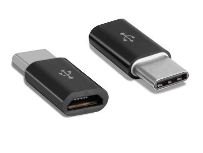 Černý adaptér redukce přechodka micro USB na USB C