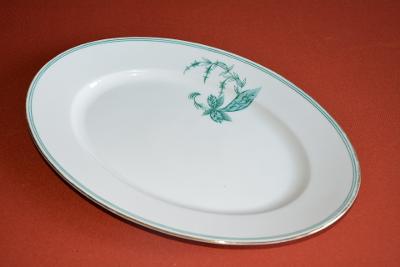 servírovací talíř, zelený dekor