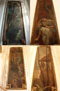 Čtveřice impozantních zámeckých obrazů 250x88cm