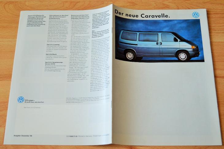VOLKSWAGEN CARAVELLE (1990) - DOBOVÝ PROSPEKT , FORMÁT A4 - Motoristická literatura