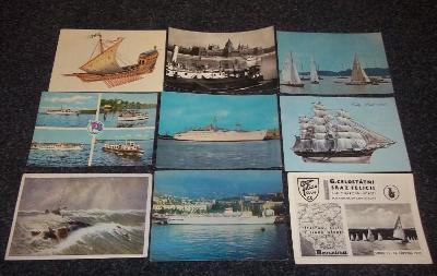 Sestava 9 ks pohlednic - Lodě - parníky - plachetnice (A62)