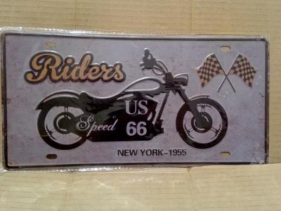 Retro značka Motorka Riders US Speed 66 New York 1955 / 20x30 cm