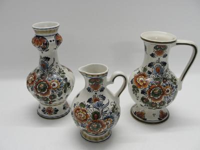 Holandský porcelán - 3ks - váza a dva džbánky
