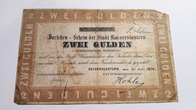 2 Gulden Bankovka 1870 viz. popis níže.