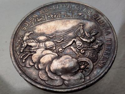 Raritní medaile Martin Brunner (1709) 42mm 29g Ag