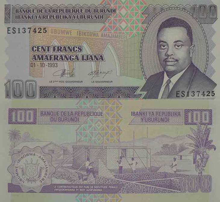 Burundi 100 franků P37a  UNC - Bankovky Afrika