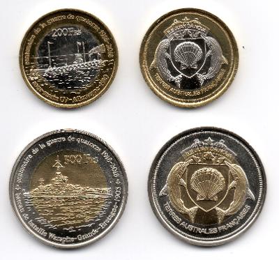 Juan da Nova: pamětní sada 2 mincí 200+500 francs 2018 UNC 1.sv.válka