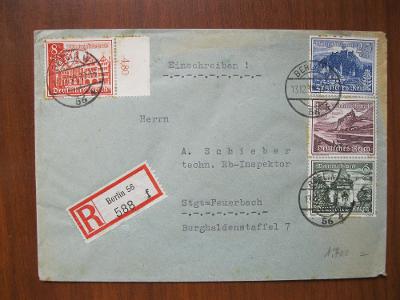 Doporučený dopis zaslaný z Berlína do Feuerbachu