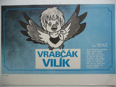 Filmový plakátek - VRABČÁK VILÍK - Maďarská kreslená pohádka - 1989