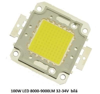 Výkonná 100W LED 8000-9000LM 32-34V  bílá 
