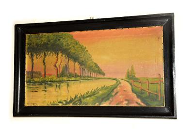obraz, olej na plátně, u cestičky - signováno, 1929