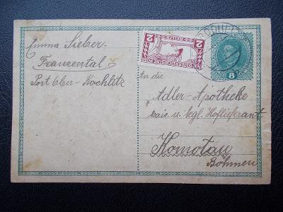 Celina Kores. lístek Rakousko Uhersko  frankováno známka Rokytnice  