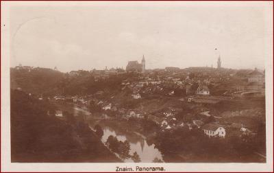 Znojmo (Znaim) * řeka, domy, pohled na část města * M856