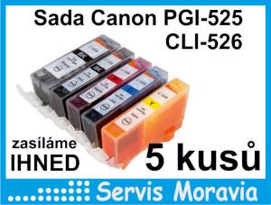 Sada náplní pre CANON PGI-525 a CLI-526 Bk CM Y, 5kusov, nové, záruka